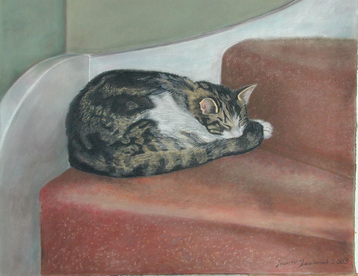 Cat on Stair by Francesca Learmount at Cicca-Art