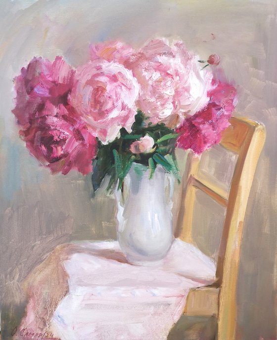 White and pink peonies