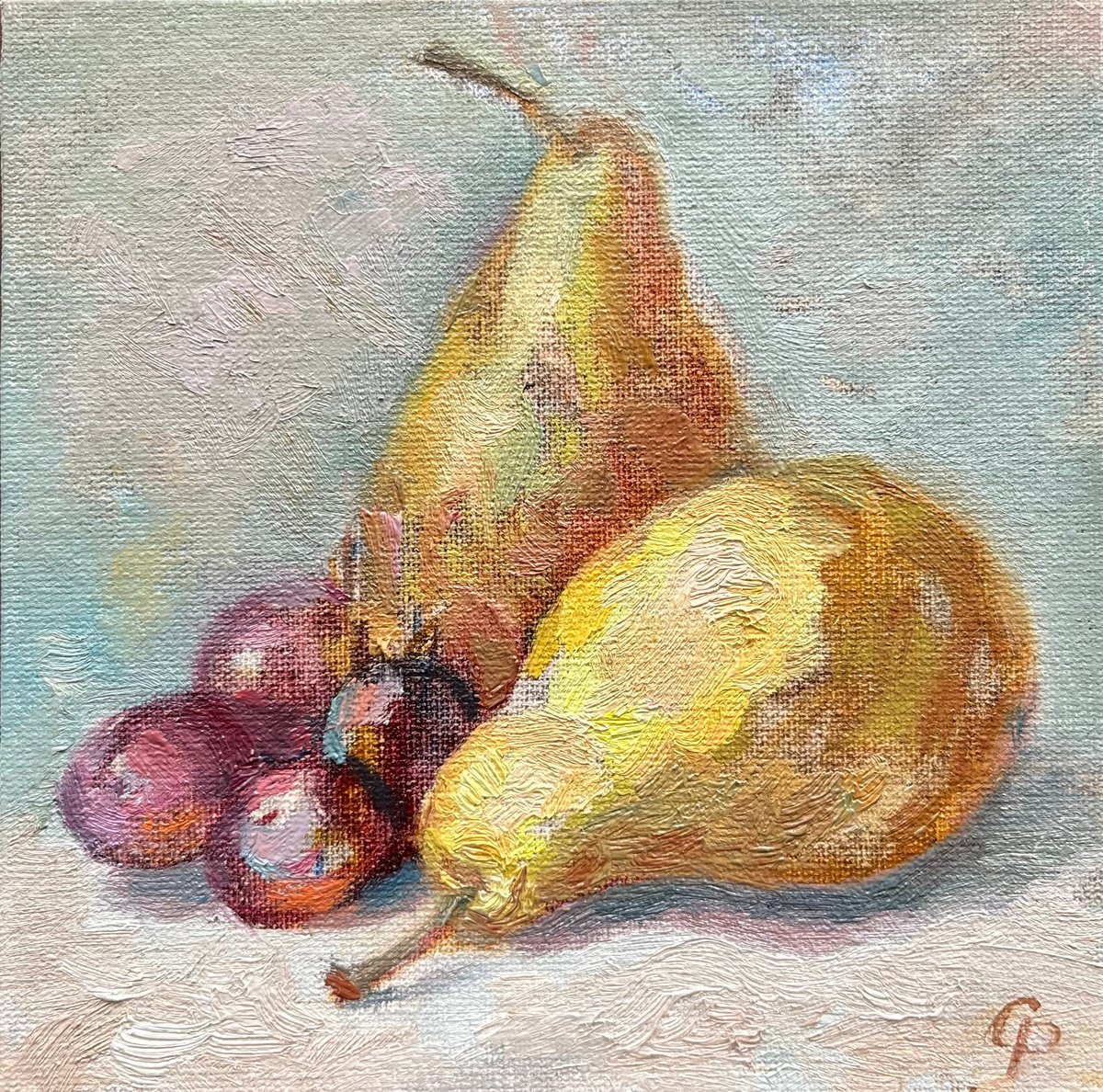 Fall autumn pears grape still life from Ukraine by Roman Sergienko