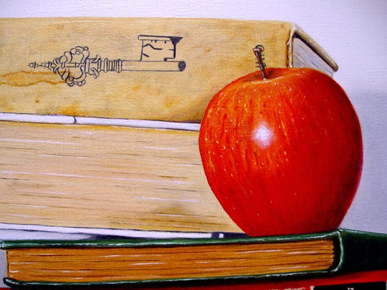 Apples on books