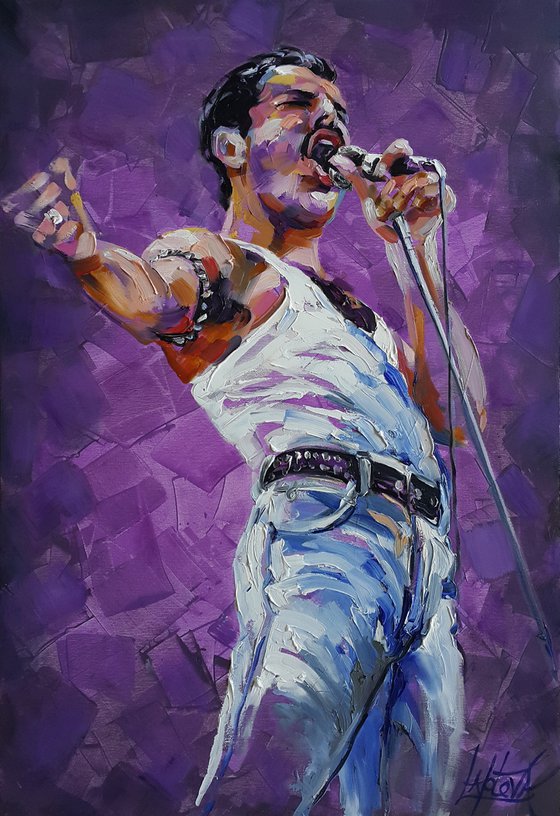 Painting Show must go on Freddie Mercury Painting, Queen, original oil art