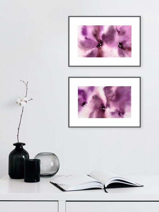 Poppy flowers diptych
