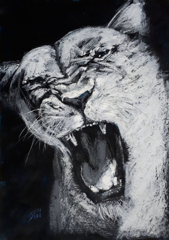 Aggression... / FROM THE ANIMAL PORTRAITS SERIES / ORIGINAL PAINTING