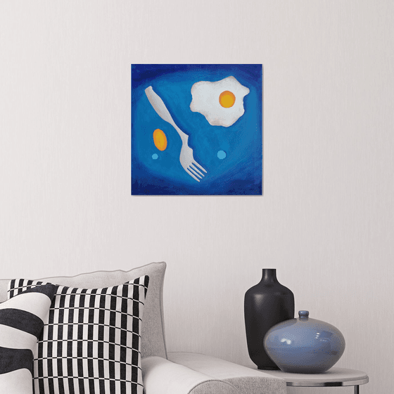 Still life with baked egg