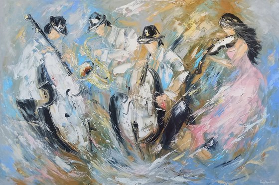 Jazz quartet  (80x120cm, oil painting)