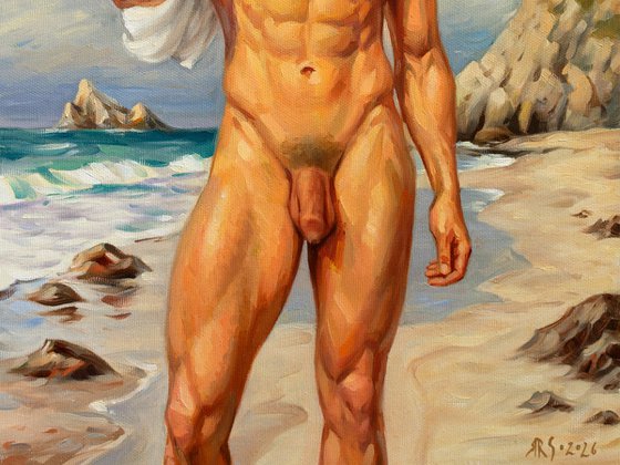NUDE MAN ON THE BEACH