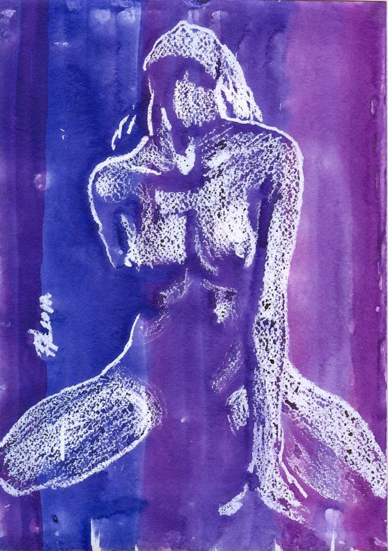 Nude on violaceous. 21X29.5cm