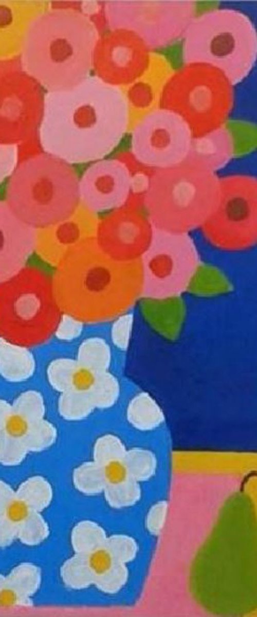Spring Flowers in a Blue Vase III by Jan Rippingham