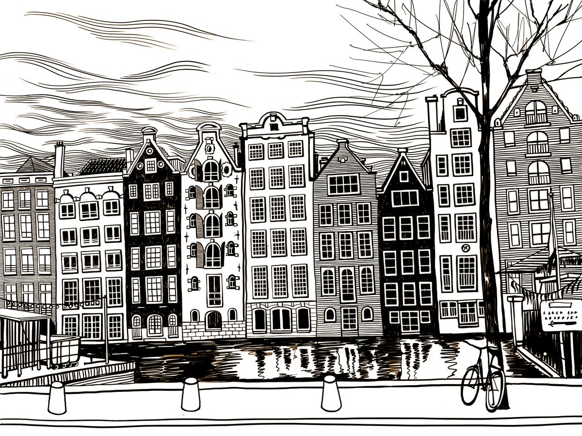 Damrak Avenue of Amsterdam, Netherlands. by Tatiana Alekseeva