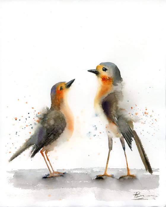 Two Robins (9.5x12)