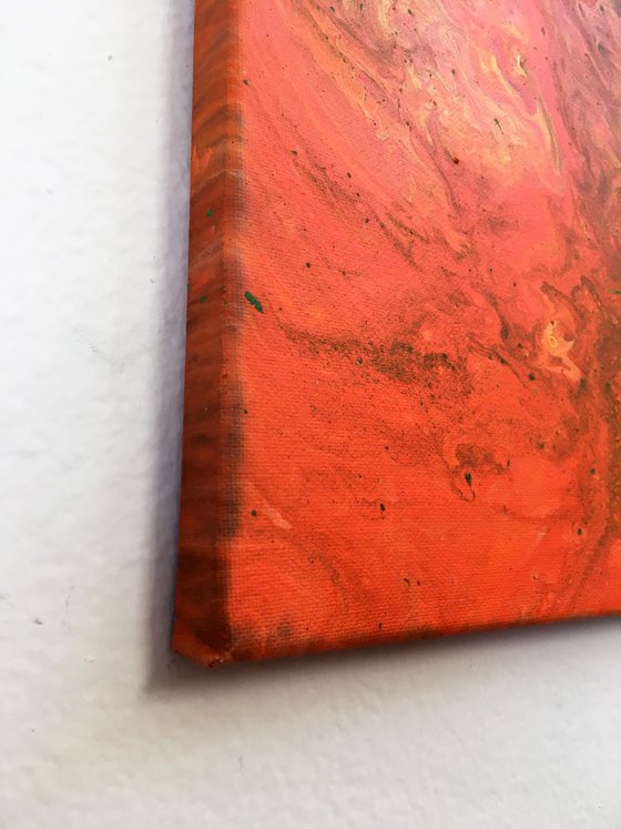 "Orange Theory" - Original Small Abstract PMS Acrylic Painting - 12 x 9 inches