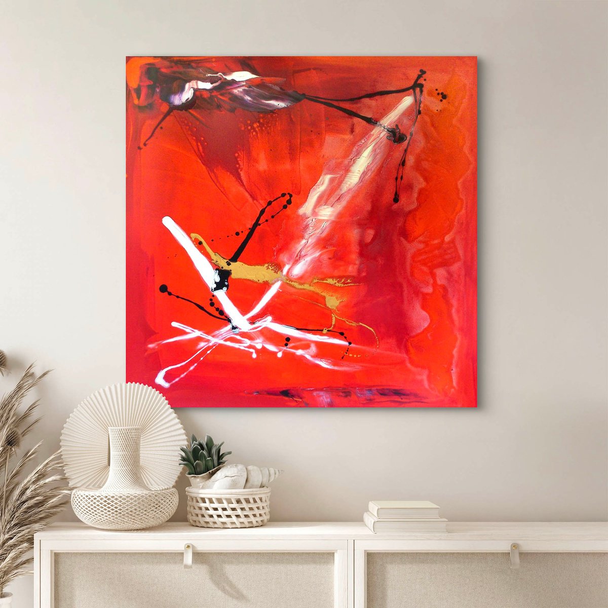 Abstract Painting By Paresh Nrshinga Frsa, 38 X 38", Reaching Out, Original Artwork