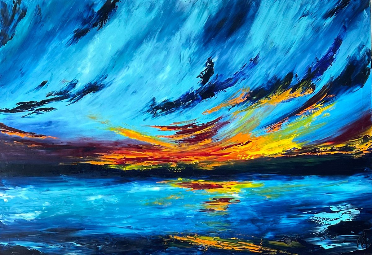 Turquoise Sunset By Anastasiia Novitskaya, 39 X 28, Artwork For Sale On Artfinder