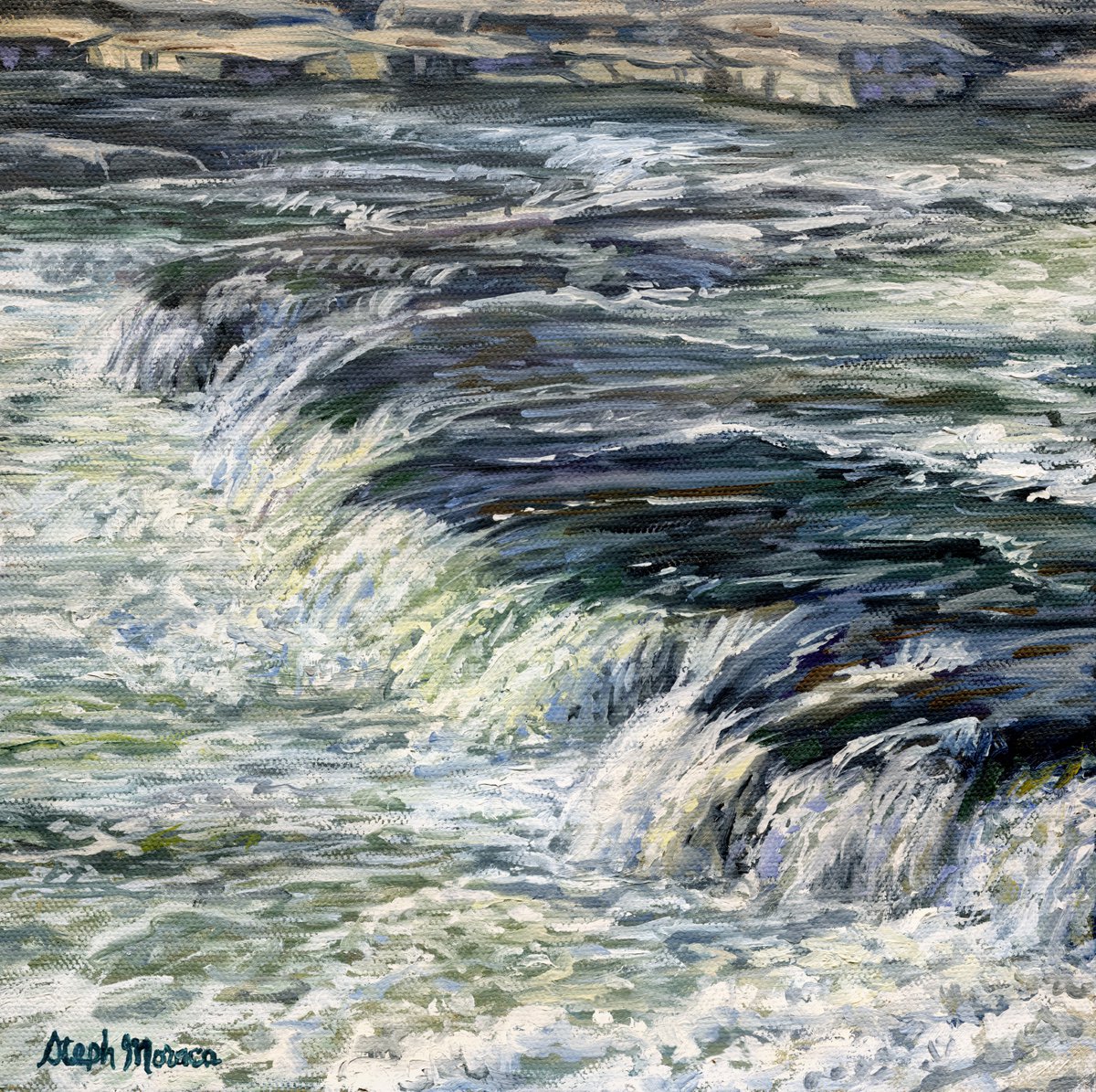 Photorealistic Landscape Oil Painting By Steph Moraca, 12 X 12", Colors Of The Cascades, Original Artwork