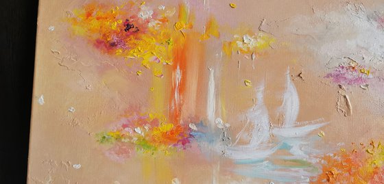 Colorful canvas paintings, Abstract flowering art