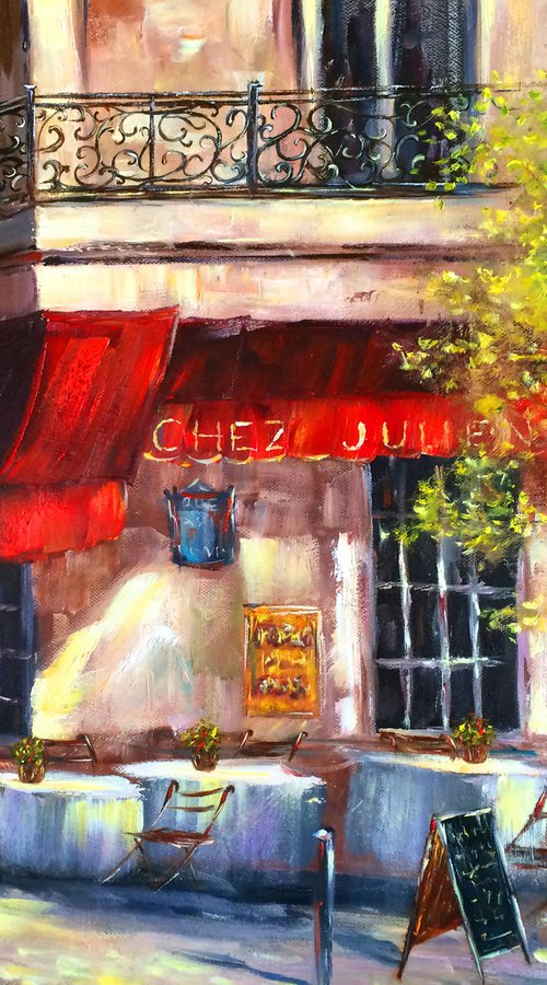 EVENING IN A SMALL CAFE - Street Cafe. Quiet street. Old city. Cozy France. Cafeteria. Europe. Romance. Rain. by Marina Skromova