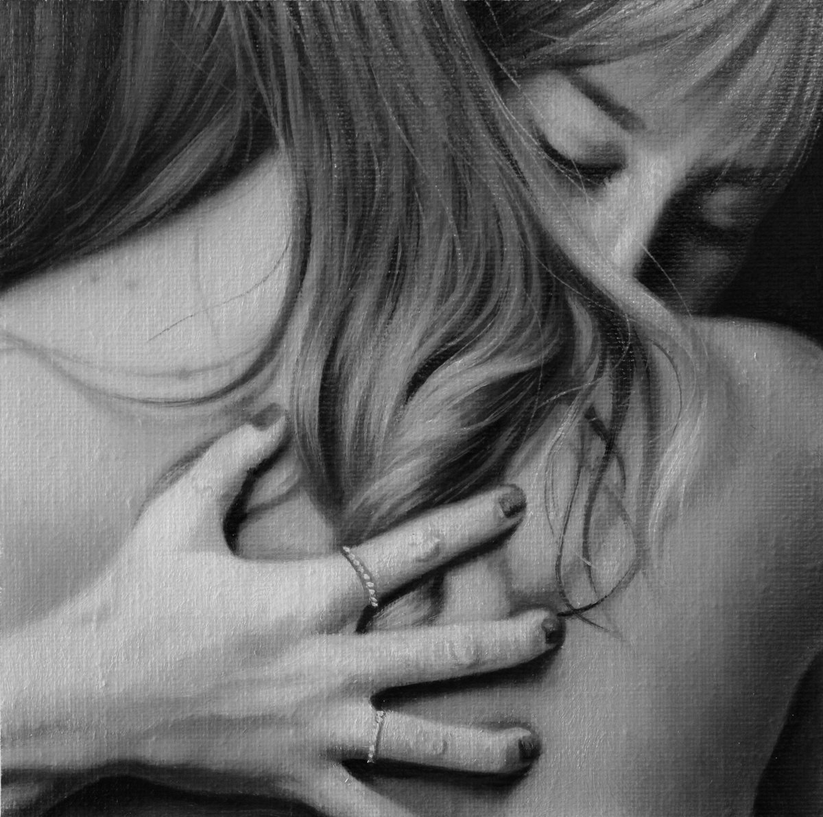 Photorealistic Portrait Oil Painting By Alessandra Pagliuca, 16 X 16, #Contatto_3, Original Artwork