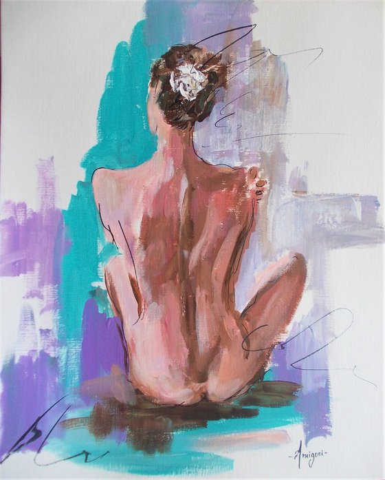 Nude Woman Study - Acrylic Painting on Paper