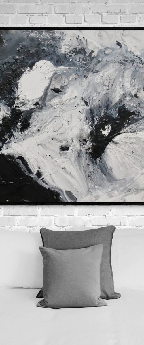 Black Rapture 160cm x 100cm Textured Abstract Art by Franko