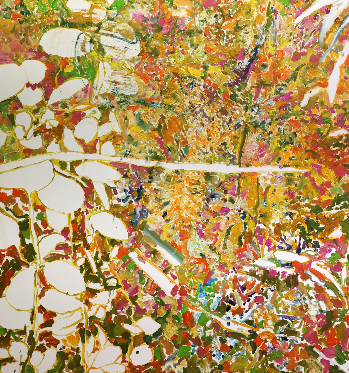 Expressive Botanical Oil Painting By Dominic Virtosu, 59 X 63, It Was All Yellow, Original Artwork