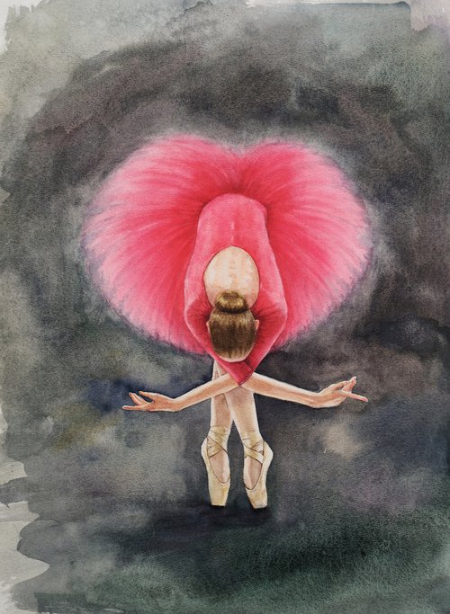 Heart for Ballet #2 by Olga Beliaeva Watercolour