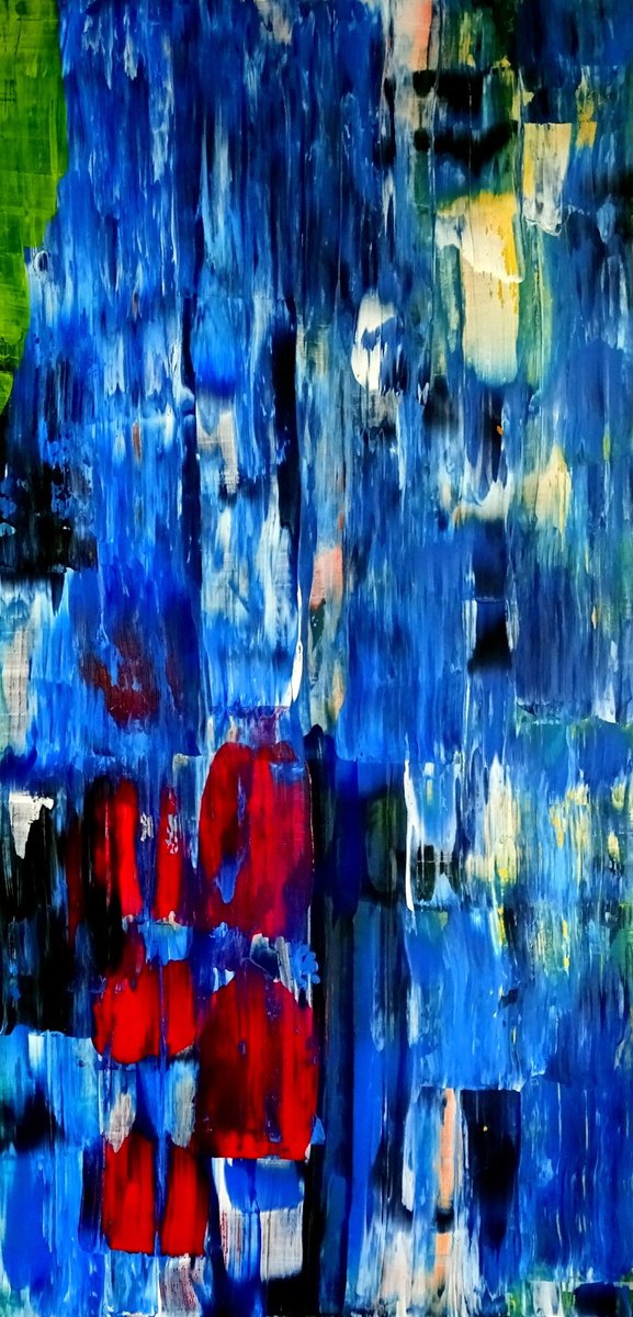 Abstract Oil Painting By Cb., 24 X 48, Abstract On Mdf 32, Original Artwork