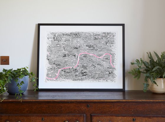 Music Map Of London (Pink Thames)