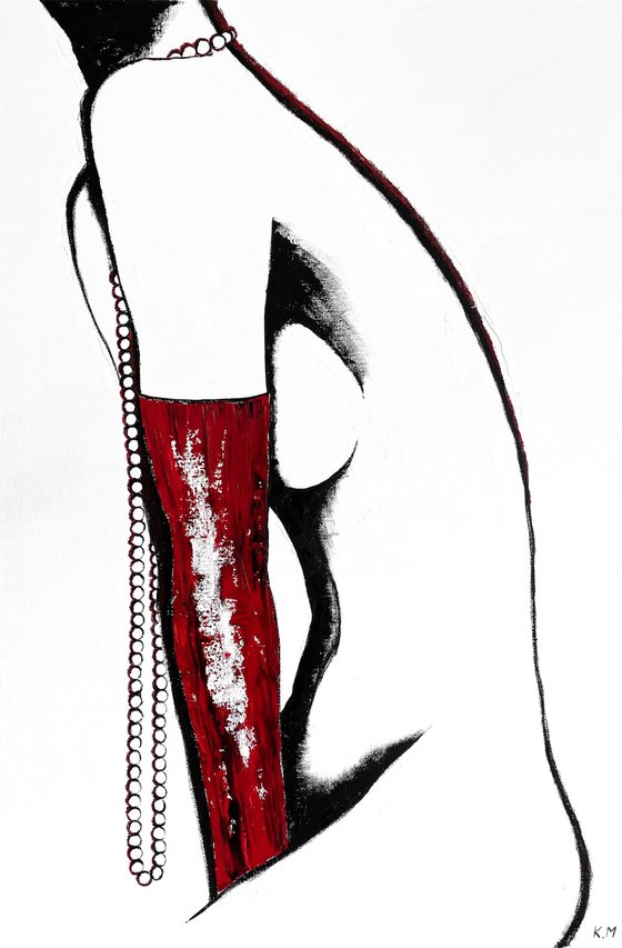 Blushing Muse in Red Gloves