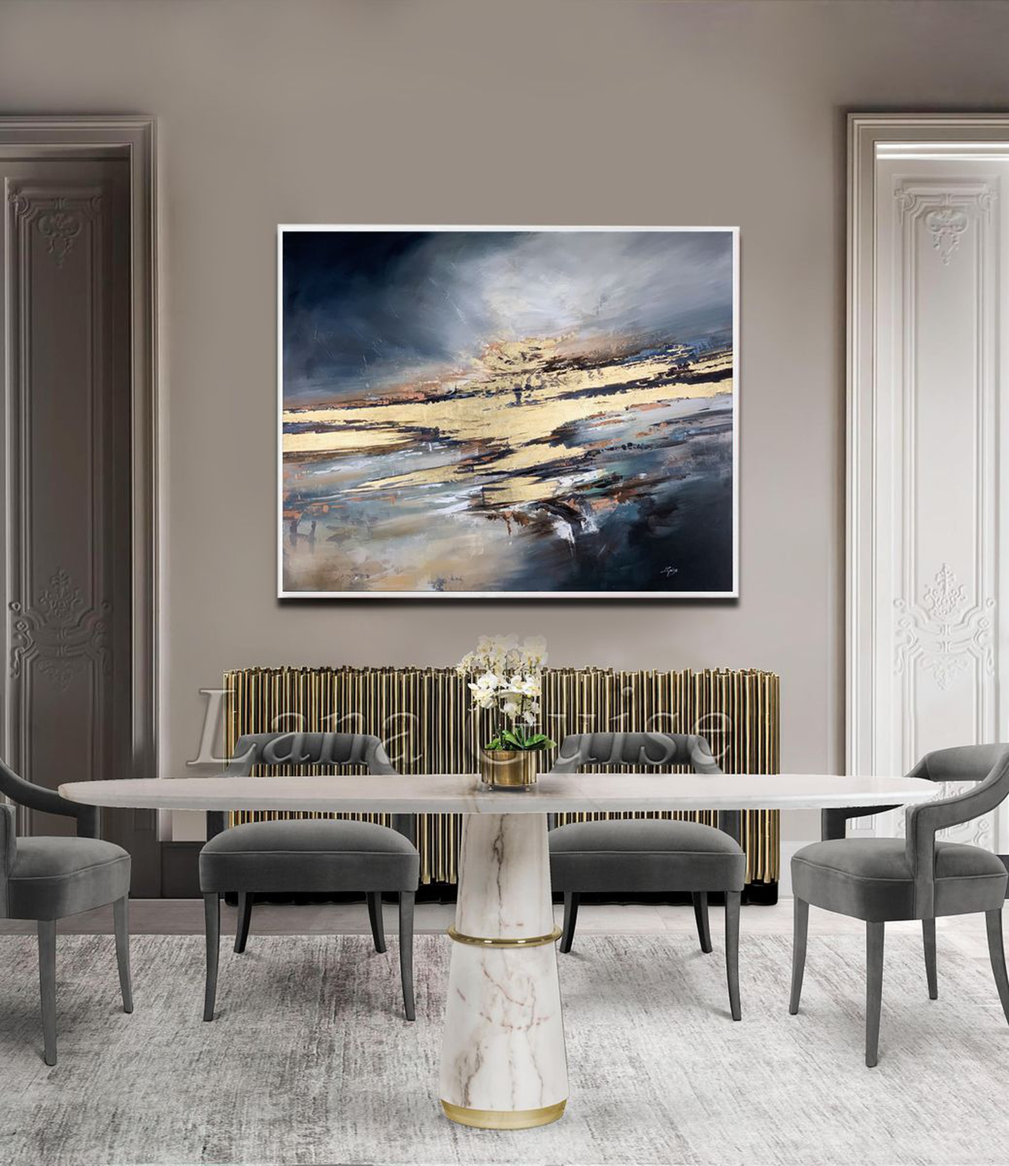 Gold Blue Navy Abstract Painting 40 Sky Abstrac Artfinder