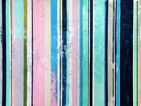 Stripes Painting 48x36" Abstract Art by Bo Kravchenko