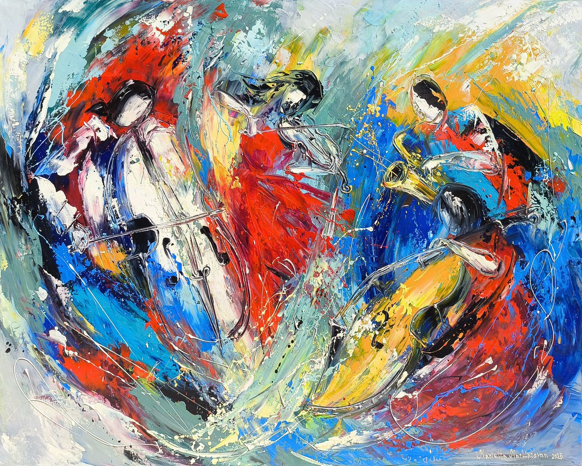 Abstract Oil Painting By Marieta Martirosyan, 39 X 31", Colorful Concerto, Original Artwork