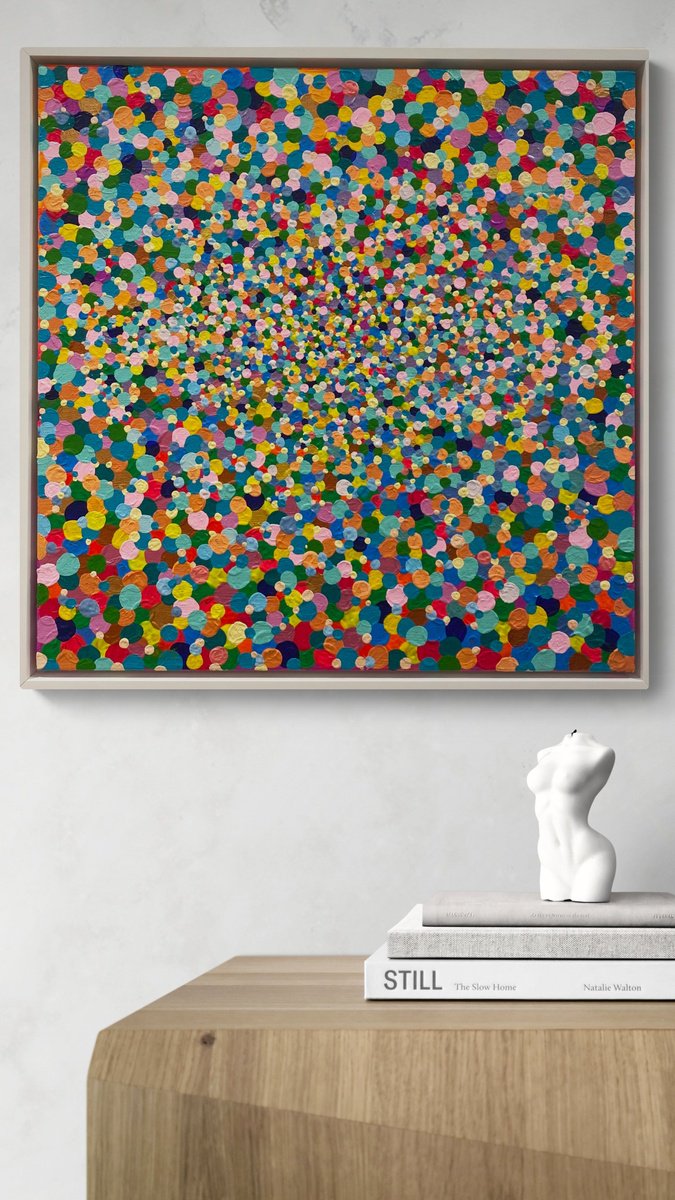 Organic Abstract Acrylic Painting By Katherine Spiller, 19 X 19", Bright Start, Original Artwork