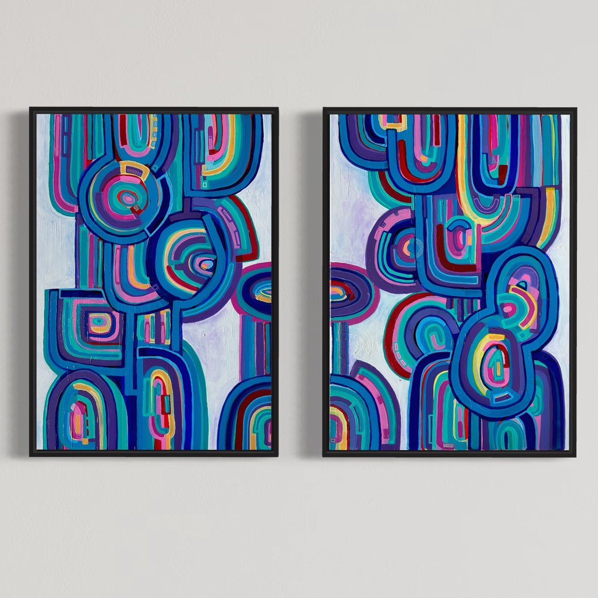 Abstract Painting By Samantha Malone, 39 X 28", Divided Paths, Original Artwork