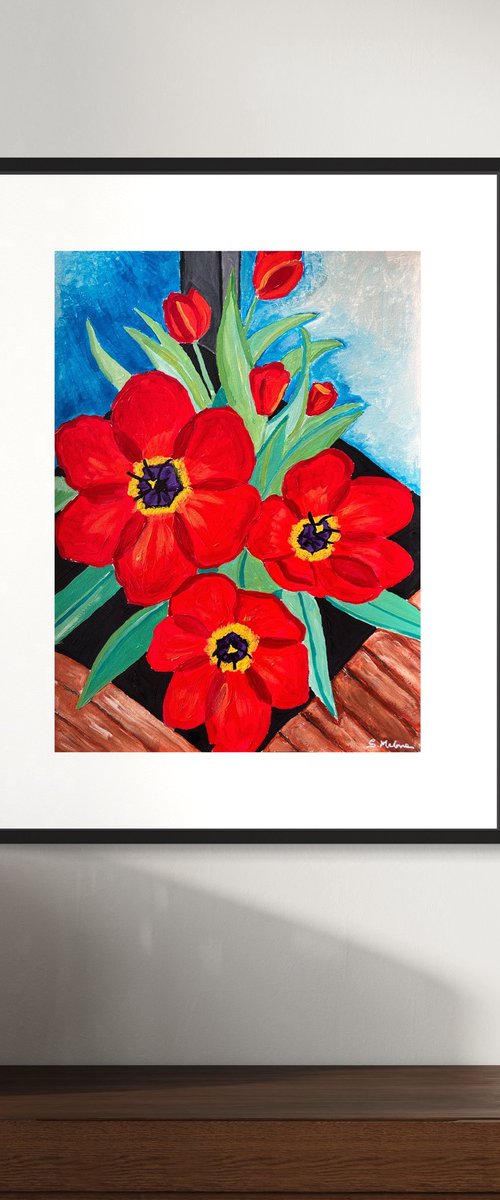 Red Tulips by Samantha Malone