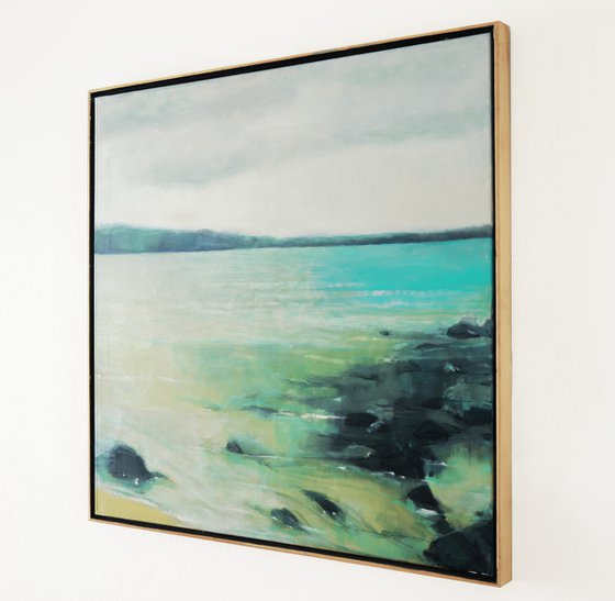 Turquoise Shallow Water 30x30 inch 76x76 cm by Bo Kravchenko