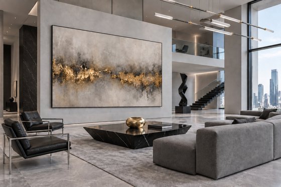 Abstract Gold Light in Gray Ash