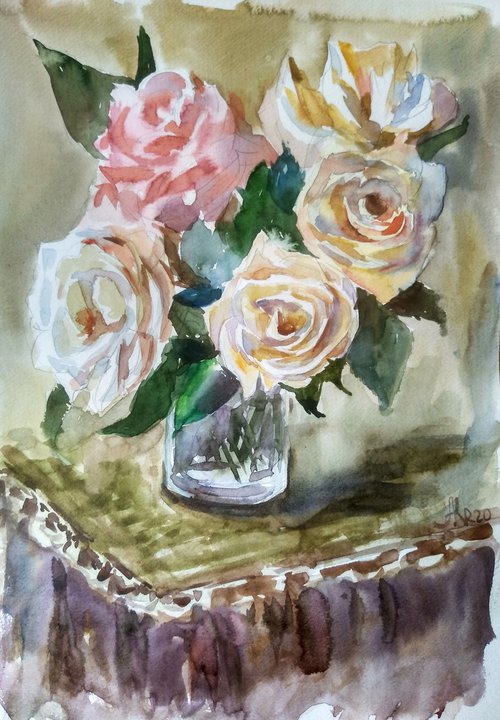 White roses by Ann Krasikova
