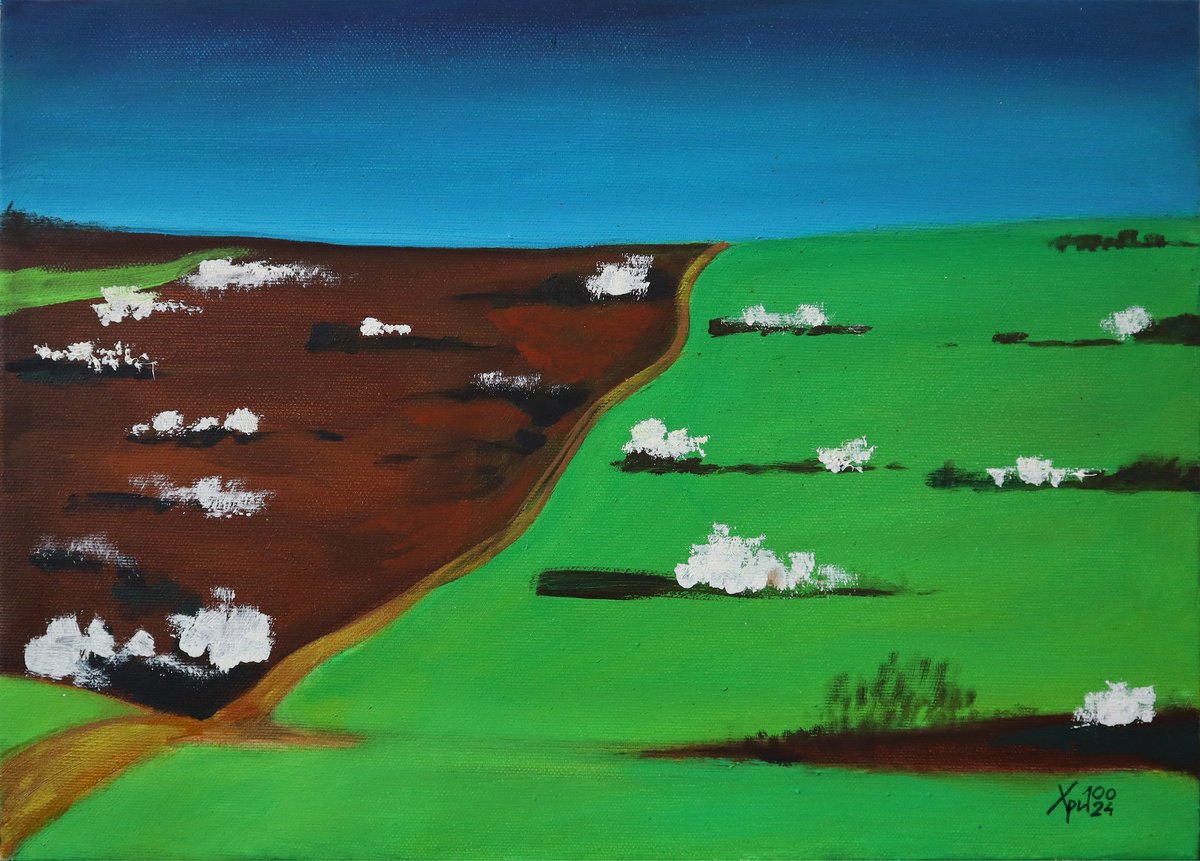 Illustrative Landscape Oil Painting By Hristo Hristov, 18 X 13, Before Summer, Original Artwork