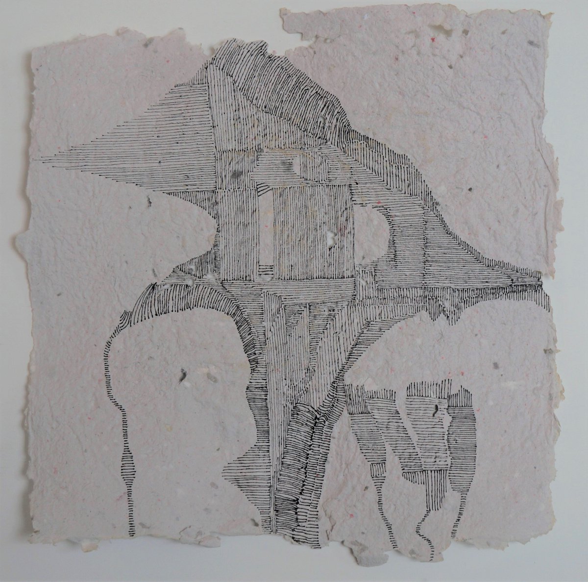 Geometric Abstract Ink Drawing By Anna Jannack, 12 X 12, Precarious Situation Ii, Original Artwork