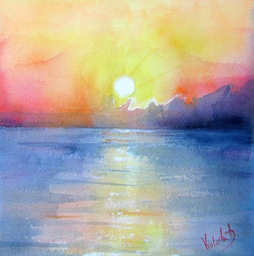 Homage to J.M.W. Turner: Sunrise in Santorini, Greece 3 by Violeta Damjanovic-Behrendt