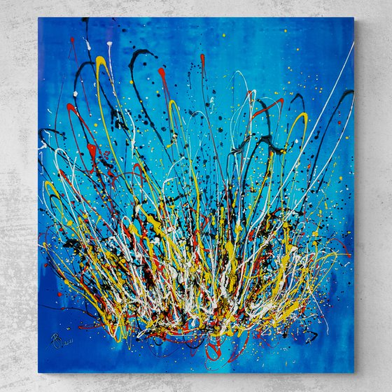 Ruza N-19 (H)108x(W)96x(D)2 cm. Colorful Splash Abstract Painting