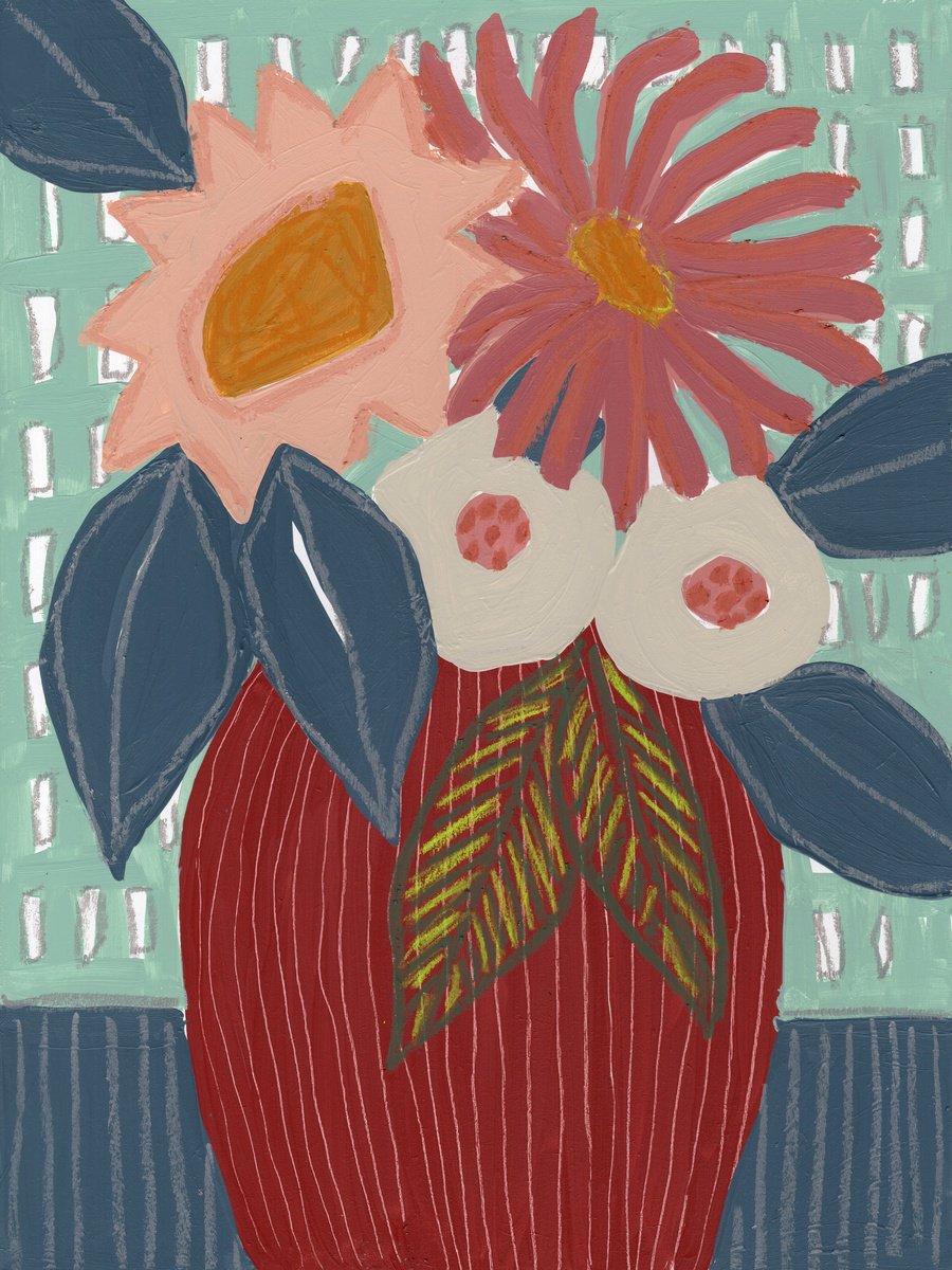 Abstract Botanical Painting By Marisa Anon, 12 X 16", It Was On An Autumn Night 7, Original Artwork