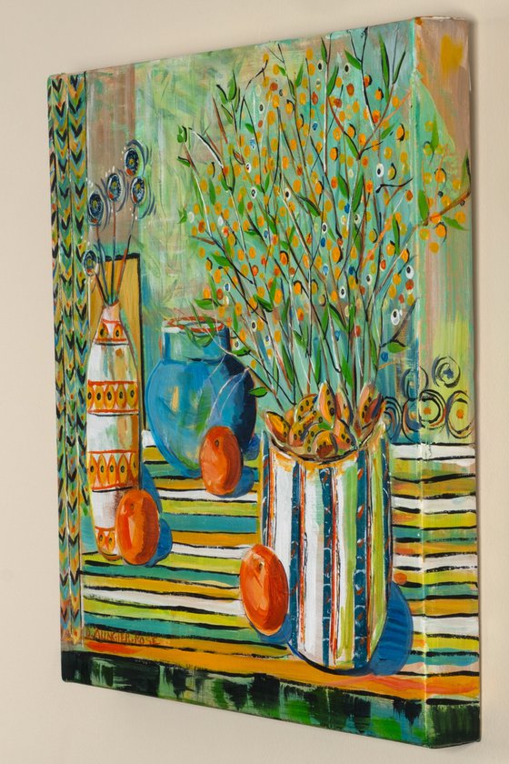 STILL LIFE ON STRIPES