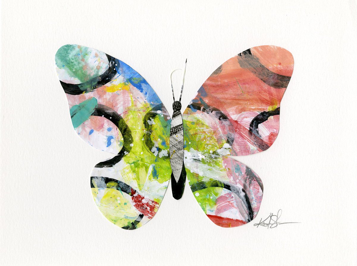 A Butterfly Story - 7 - Abstract Minimal Butterfly Painting Collage by Kathy Morton Stanio... by Kathy Morton Stanion