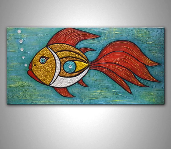 Goldfish - Abstract Gold Fish Painting