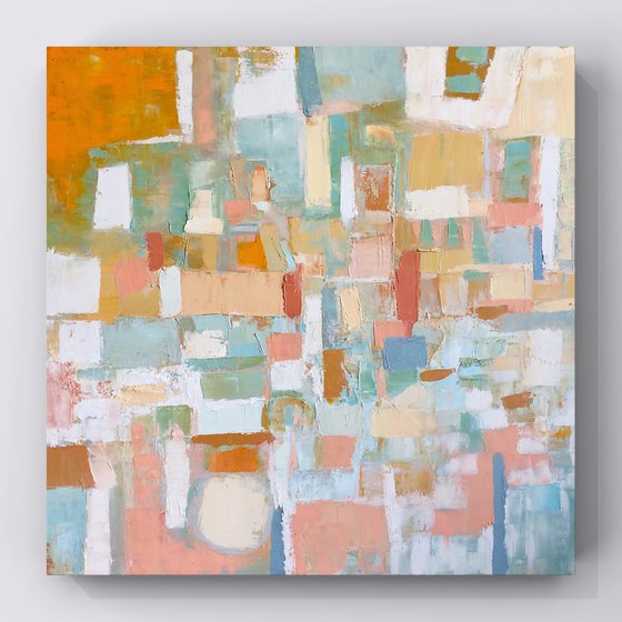 Sun and moon over city