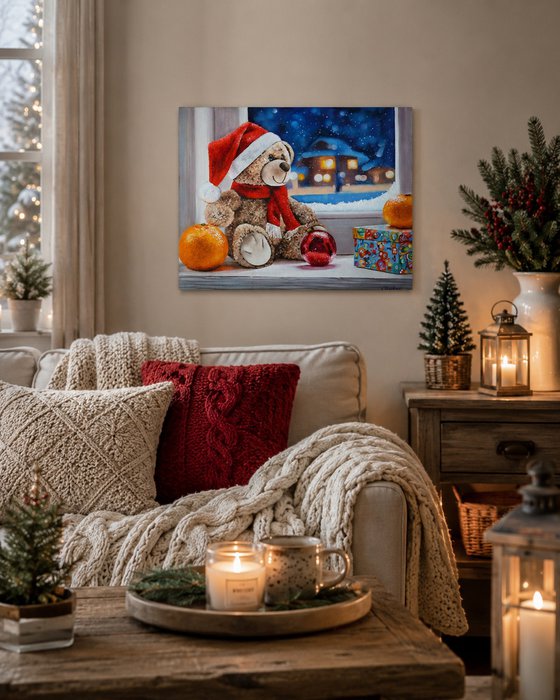 Christmas Teddy Bear at the Window