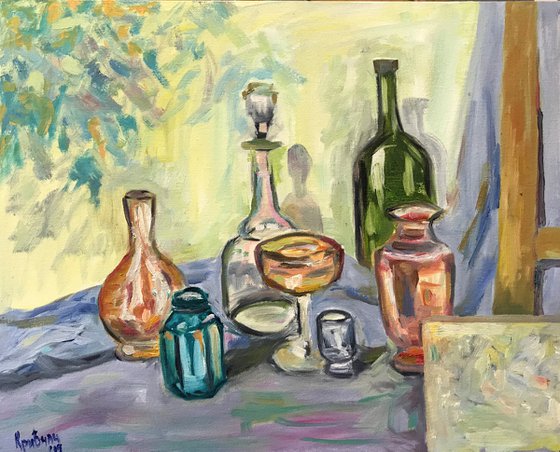 Still life with glass objects