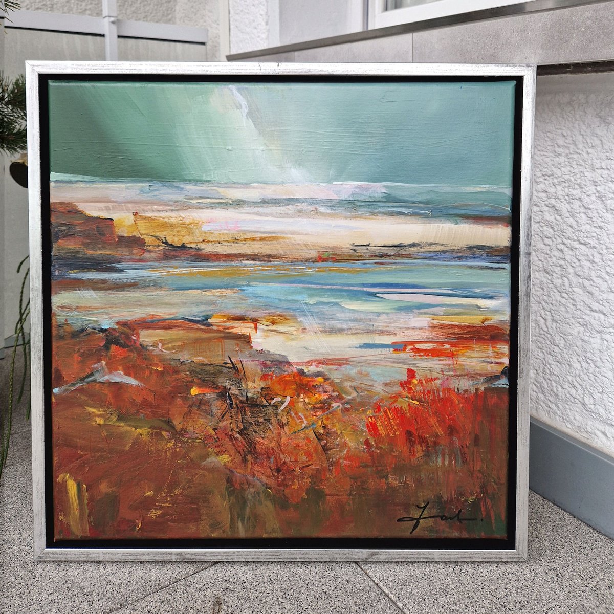 Impressionistic Landscape Acrylic Painting By Irina Laube, 21 X 21, The Power Of Nature, Original Artwork