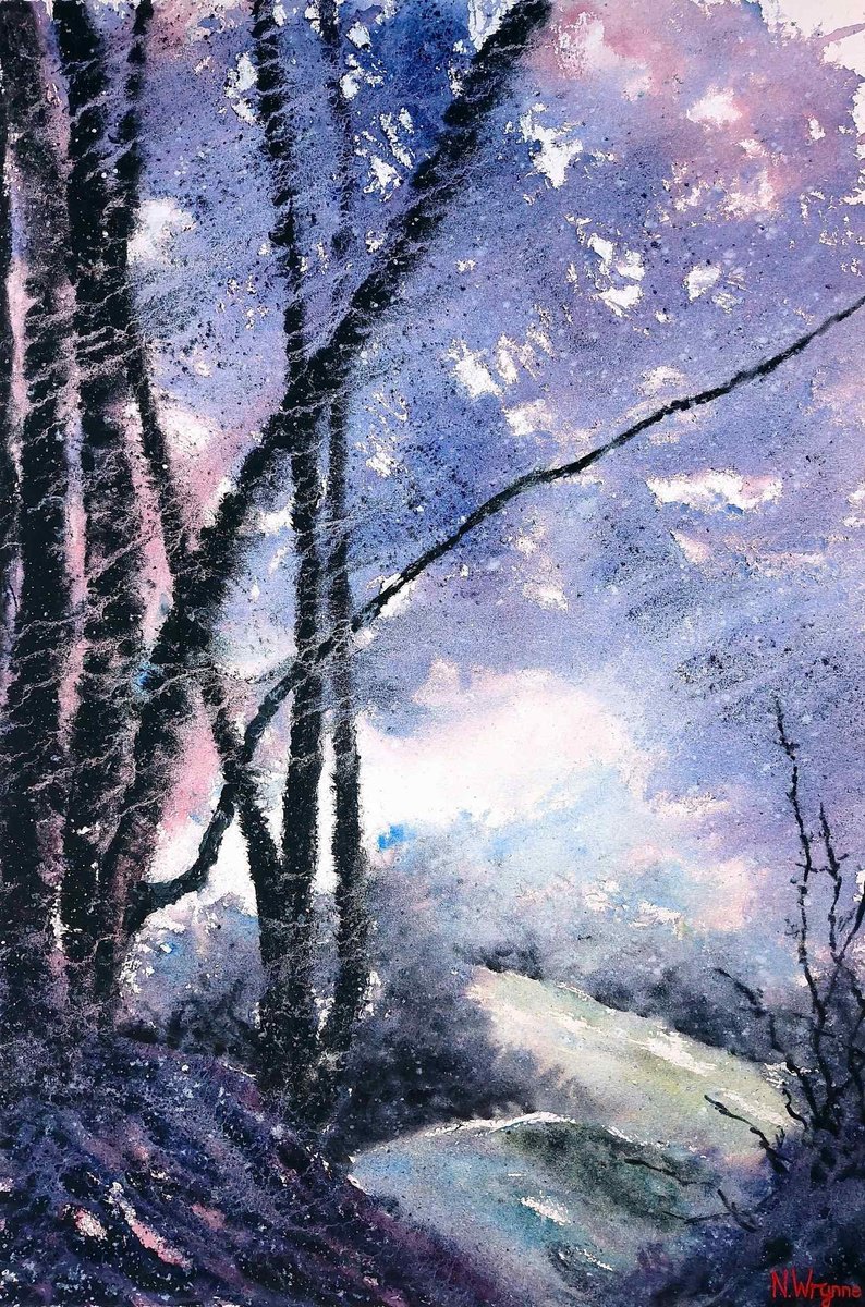 Abstract Landscape Watercolour By Neil Wrynne, 15 X 22", Fading Beauty, Original Artwork